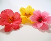 3 Daisys, Pink & Yellow Hair Bobby Clip, Wedding, Bride, Bridesmaid, Flower Girl, Fairy, Boho, Beach, Prom, Rave, EDC, Festival, Hippie