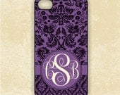 Rubber iPhone 4 Case - Purple Madness  Monogram - iPhone Case, iPhone 4 Cover, Monogram iPhone Case (iM5090)