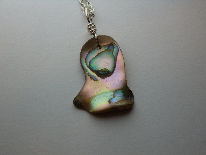 Drilled genuine abalone seashell necklace