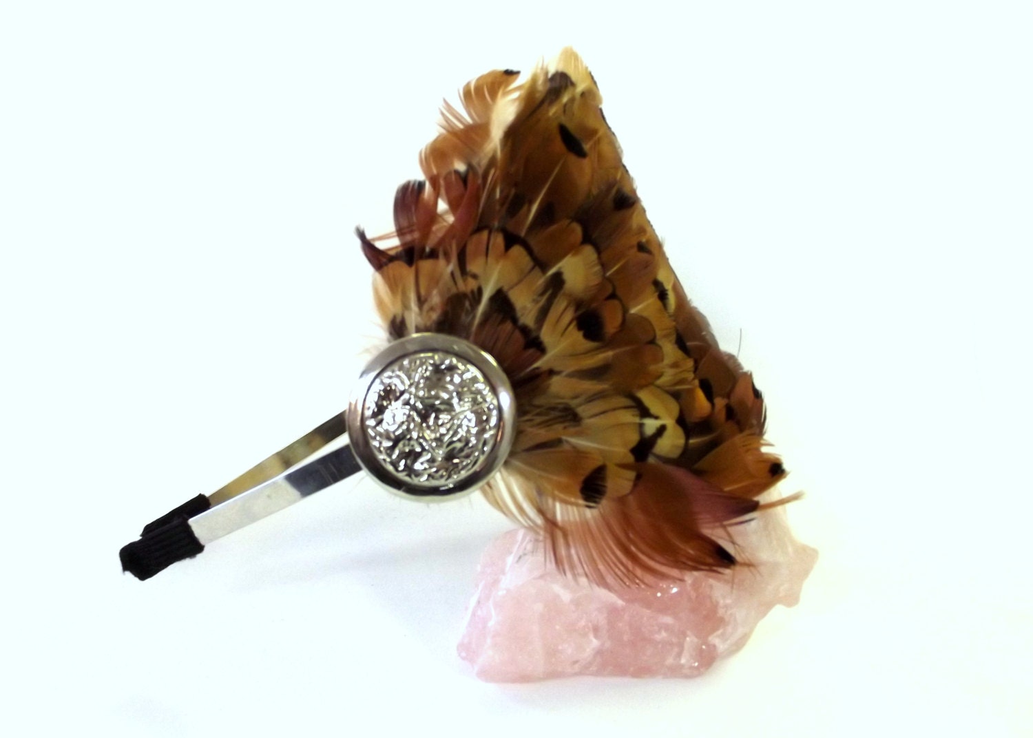 FEATHER Headband, Handmade, Vintage Accent, Boho Style, Hair Accessory, Southewest