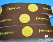 3 yards 1" Girls Scouts BROWNIES  Inspired Printed Grosgrain Ribbon