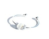 European Bangle Charm Bracelet with light blue Pave Crystal and European Glass Beads