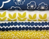 Lotta Jansdotter Fabric - 4 Fat Quarter Bundle Bella in Sunspray and Cornflower Blue