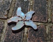 Dancing starfish stained glass suncatcher -  stunning iridescent glass