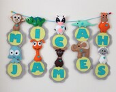 Personalized Felt Animal Name Banner - 10 Letters - Pick any 10 letter name - Felt banner - Baby Shower Gift