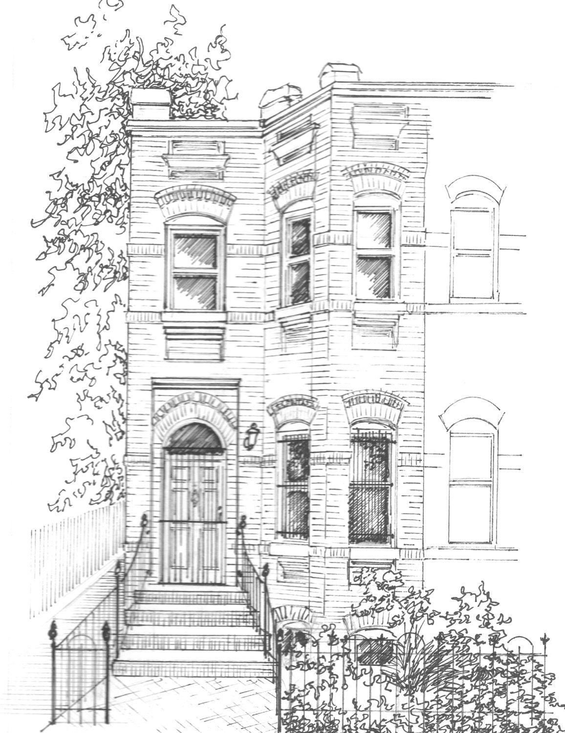 House Drawn in Ink, Custom home portraits