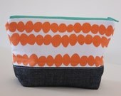 Poppy Coral and Denim Cosmetic Bag by alice & lois design studios