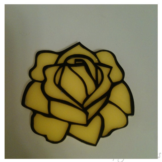 Tattoo Inspired Rose Pin, Your Choose of Rose Color, Traditional Flash Rose