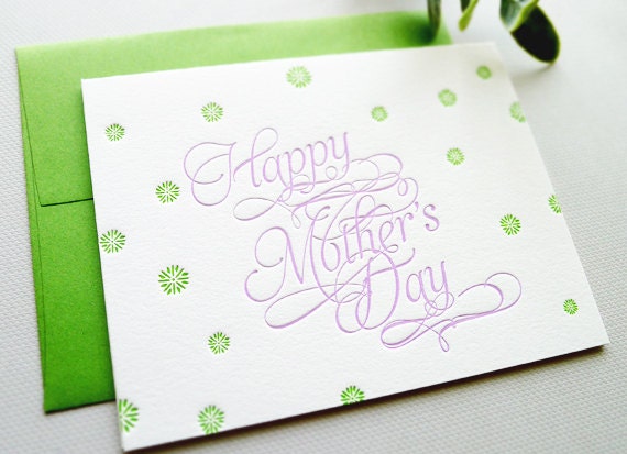 Happy Mother's Day Letterpress Card - Single Card