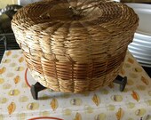 Antique Primitive Vermont Farmstead 2 Piece 1800s Native Sweet Grass and Ash Basket