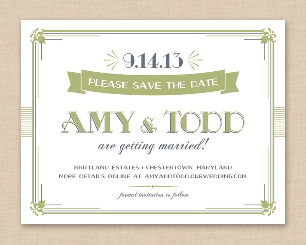 Great Gatsby Save the Date / Art Deco Save the Date / Vintage Save the Date