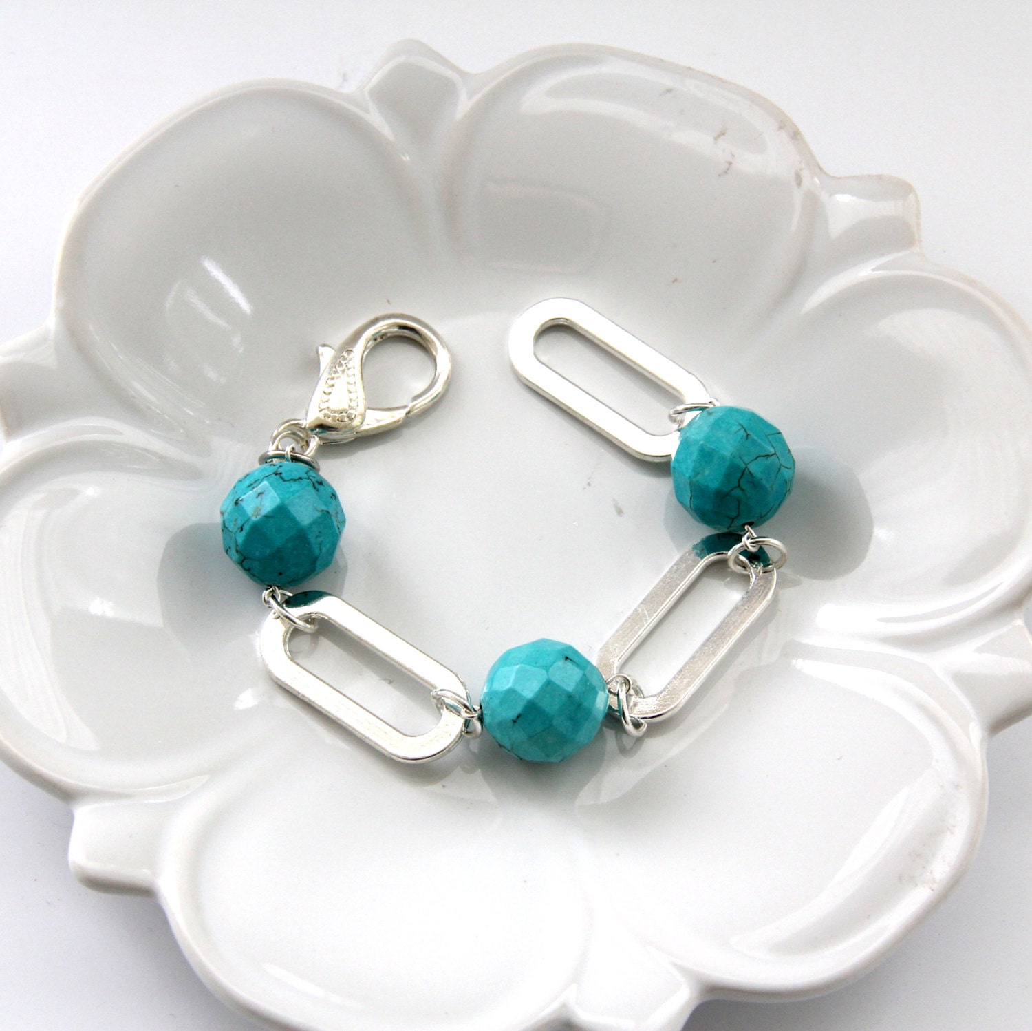 Atlantis: Turquoise Bracelet Chain Necklace Bohemian Beaded Statement Jewelry Stone Bracelet Handmade