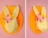 Neon pink and orange paper rabbit