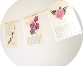 Flower Print Bunting-Upcycled Book Bunting-Photo Prop-Wedding Garland-Wedding Decor-Wedding Bunting-Nursery Decor-Recycled-Paper Garland