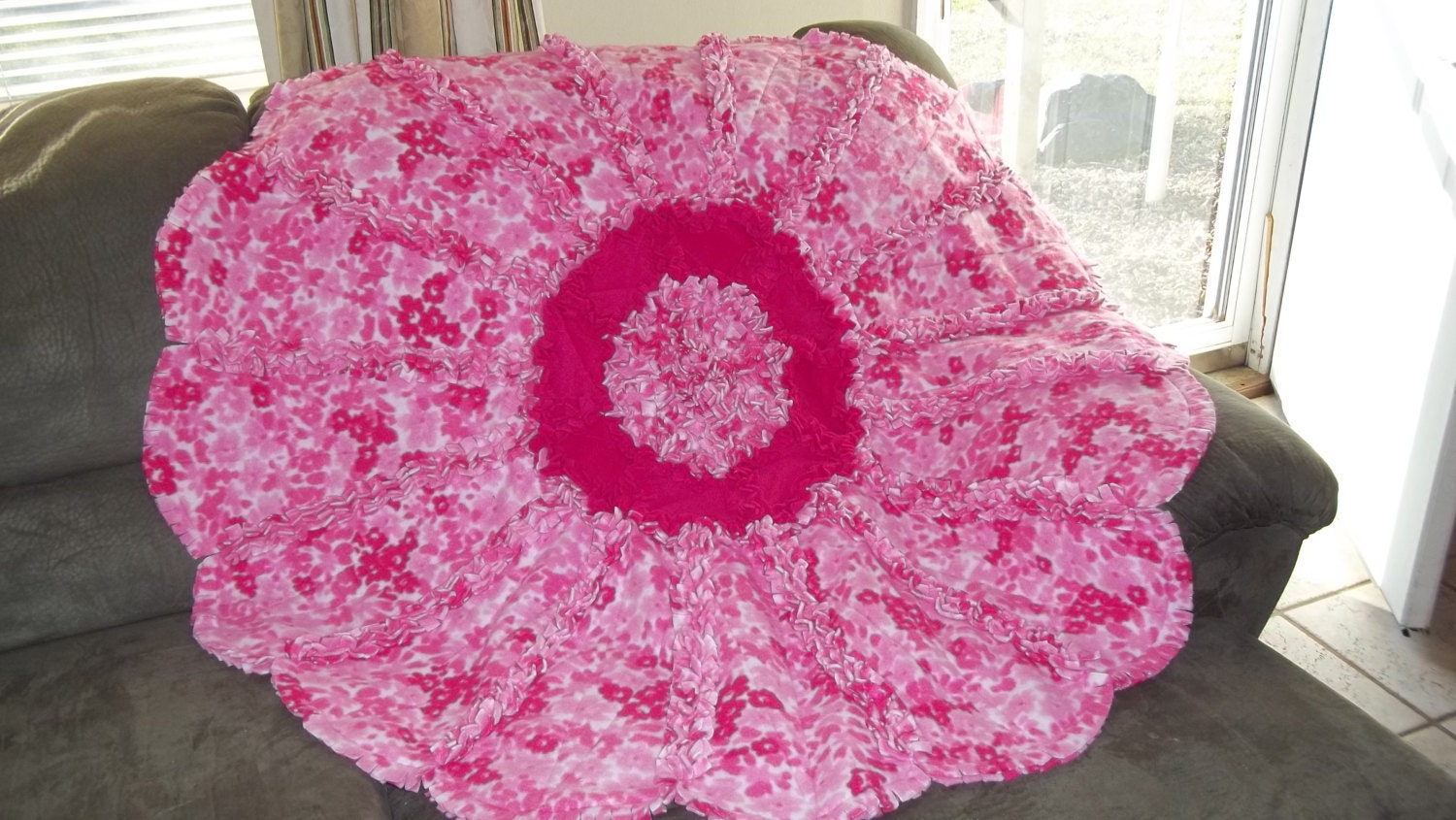 Hot Pink Flower shaped Fleece Blanket by YoderbyDesign on Etsy
