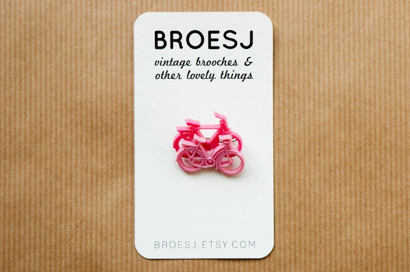Bicycle Brooch Pink Plastic Pin