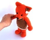 crocheted orange fox, stuffed fox, woodland plushie fox, amigurumi fox, orange brown, cute gift for children, toy, elegant, adorable