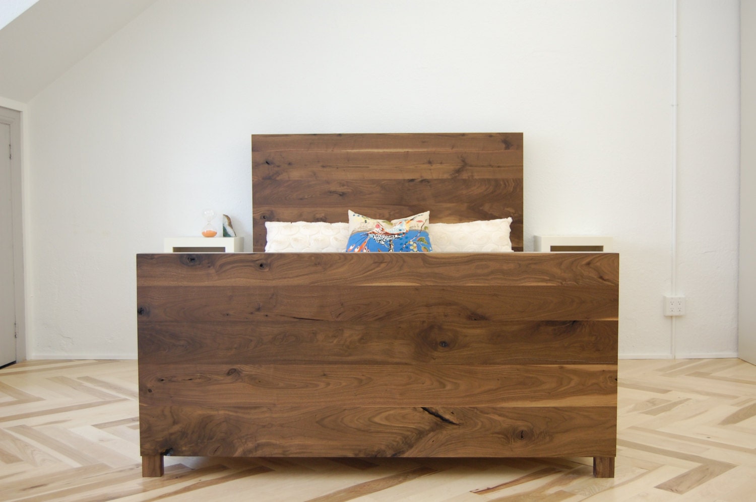 Rustic Walnut Platform Bed