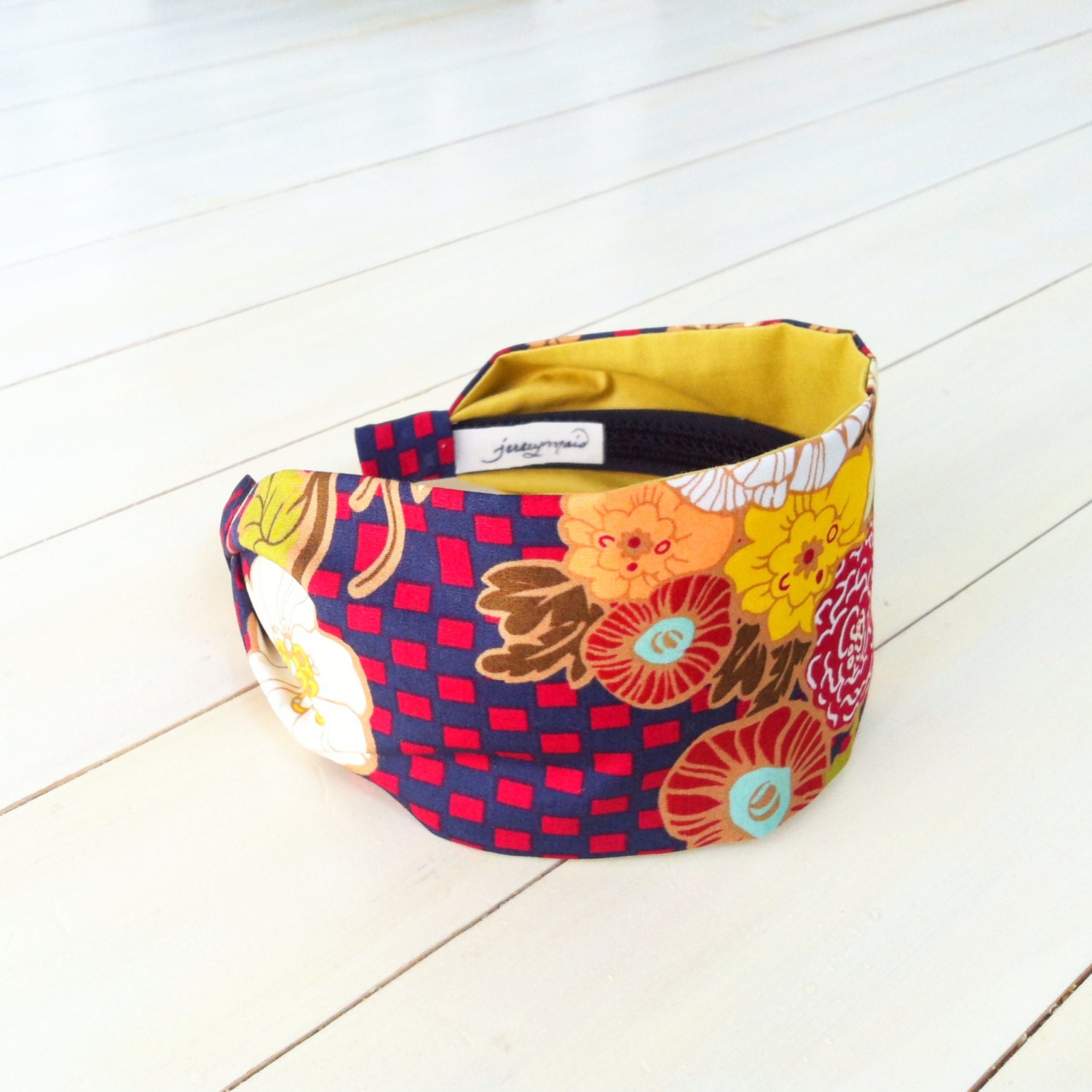 Bright Bold Colorful Headband for women - spring summer  hair band - wide fabric retro hair accessories -  blue purple flowers