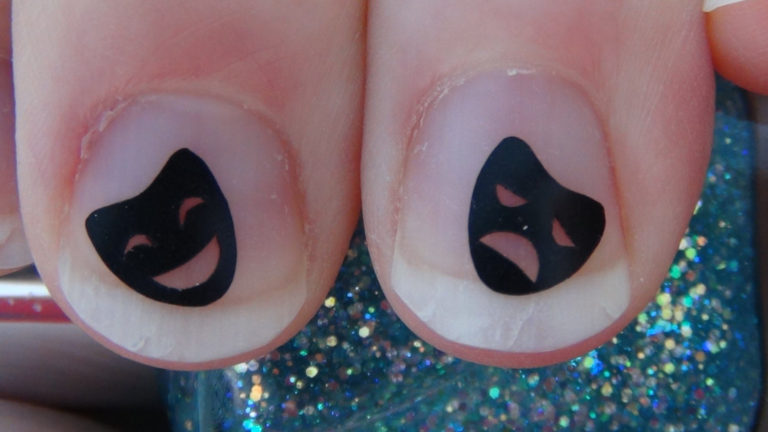 THEATRE MASKS Nail Art Decals Set of 20 Vinyl Stickers Applique Manicure Pedicure Party Event Accessories
