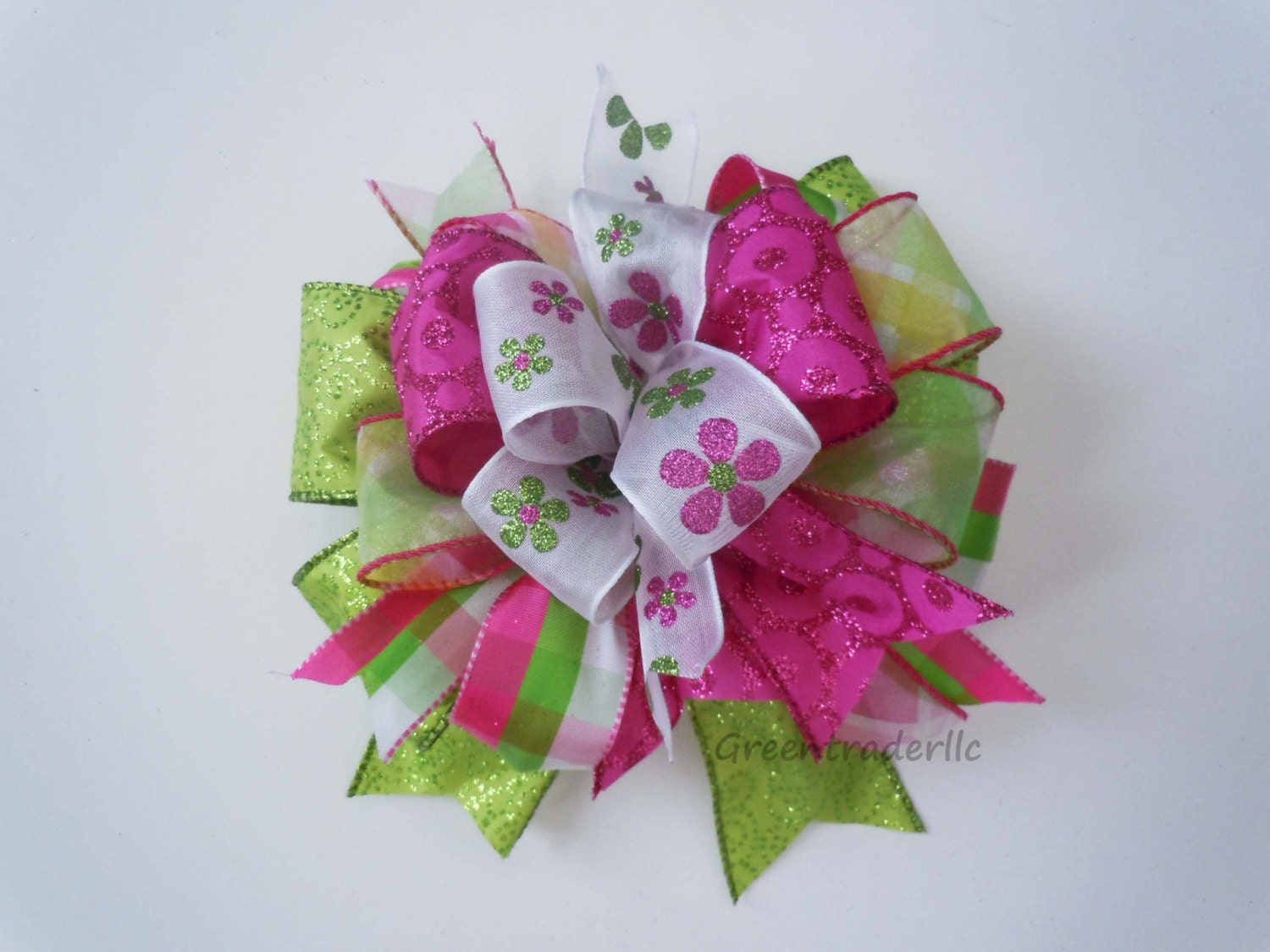 Fuchsia Pink Lime Green Whimsical Gift Bow Decoration Birthday Gift Bows Wreaths Bows Shower Bow