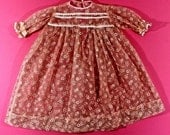 Vintage Girls 1940's or Earlier Fine Rose Sheer Dress size 3