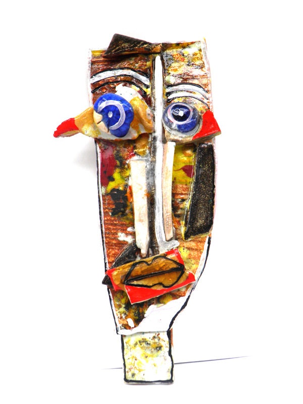 Ceramic mask, Wall Mask, Abstract ceramic (Wall Art),  3D wall art,  Handmade sculpture of head,  Ceramic home decor