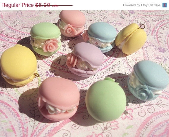 40% OFF SALE Macaroons Polymer Clay Charm Sterling Silver 1 Piece