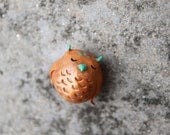 Golden fat owl,  Refrigerator Magnet Fridge magnet Kitchen Decor Clay Collectable