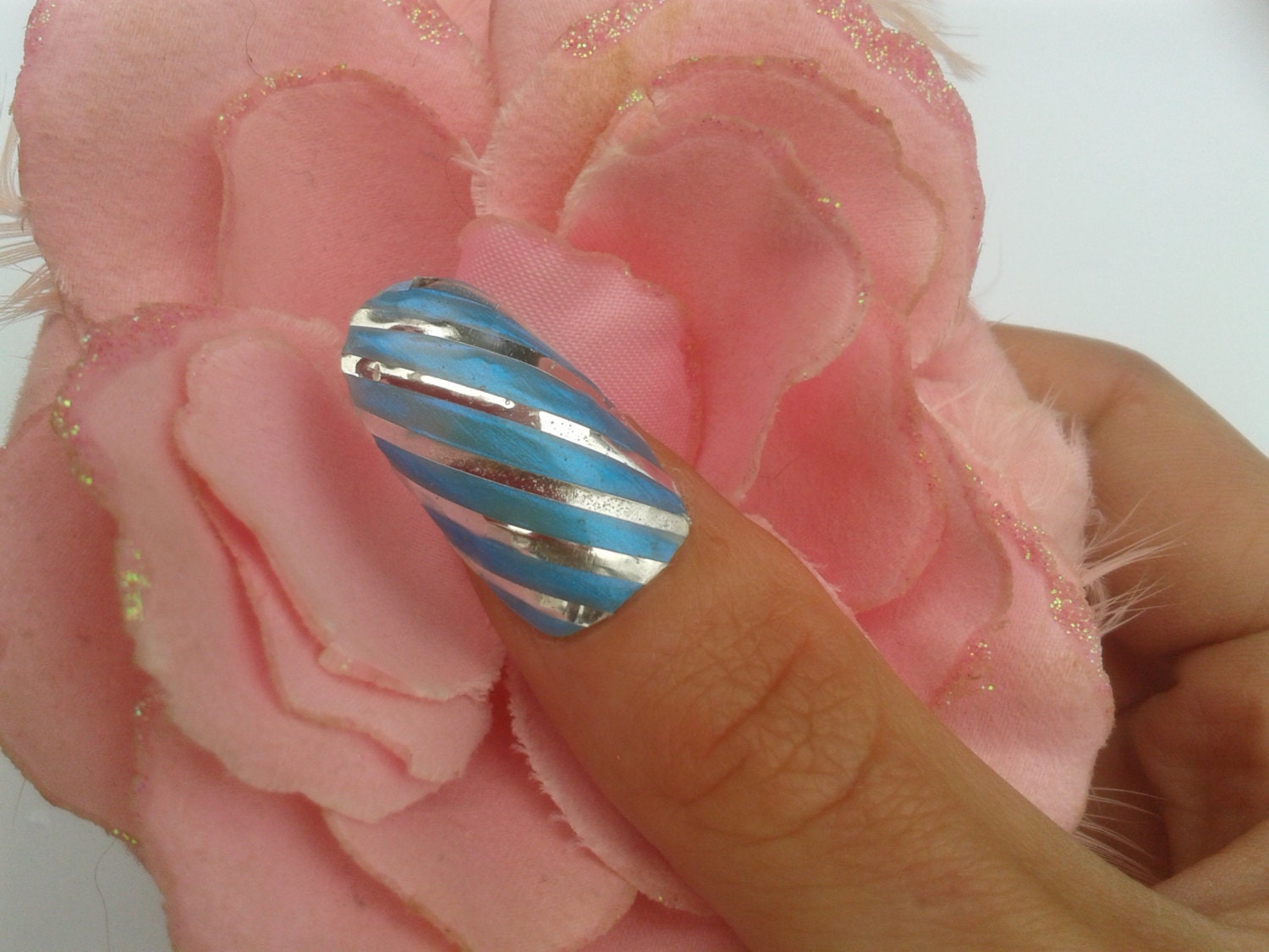 6. French Tip Striped Acrylic Nails - wide 6