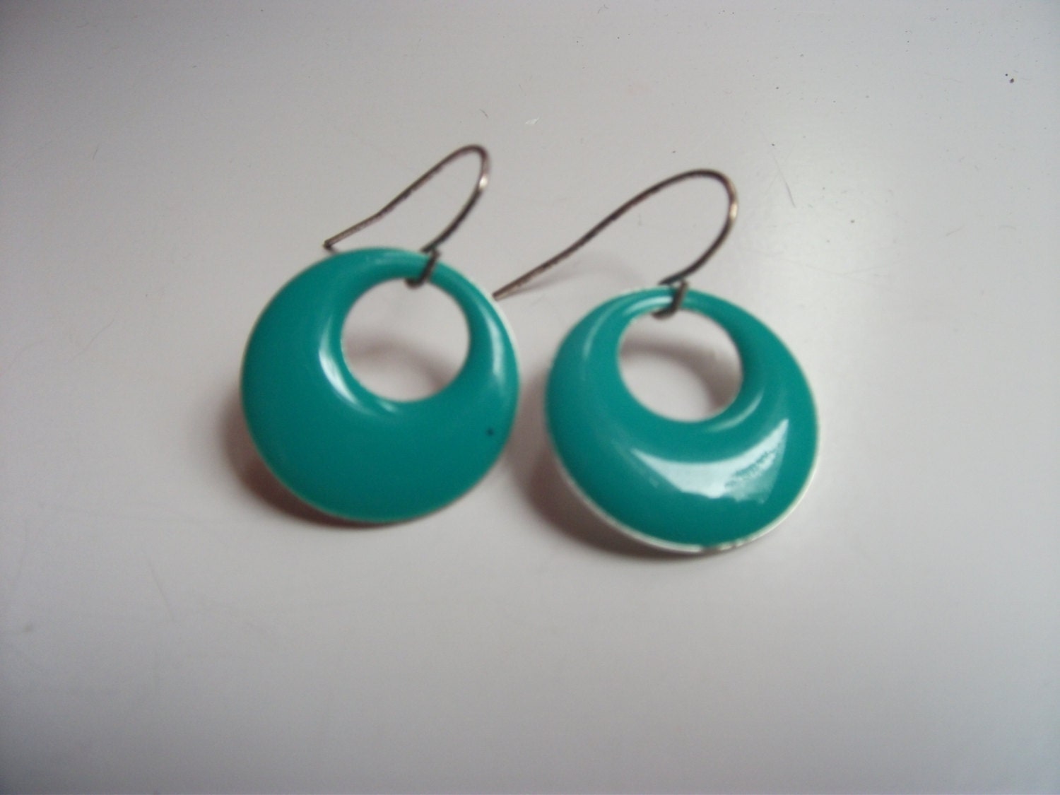 Turquoise Hoop Earrings.  Hoop Earrings. Costume Jewelry. Vintage.  Retro.Small Hoops. Round