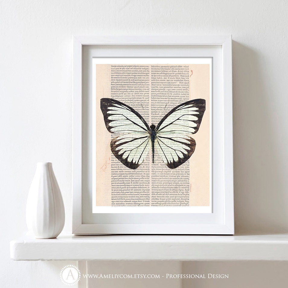Printable Art Print Retro Butterfly  8x10 DIY  for home printing - Wall Decor