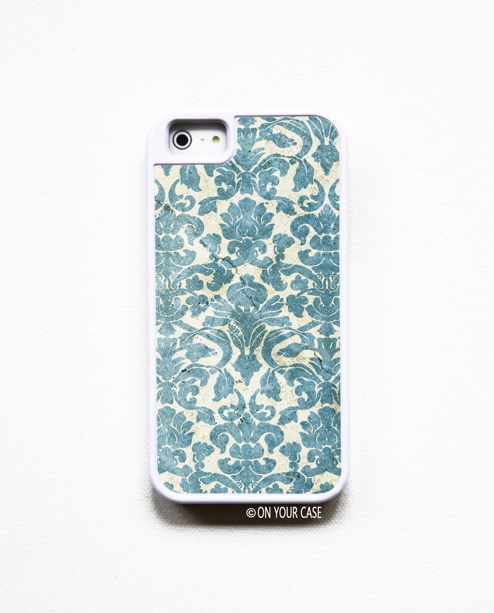 iPhone 5 Case Silicone Lined Tough Case - Vintage Damask