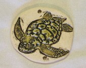 Sea Turtle Ceramic Pendant Seaweed Color