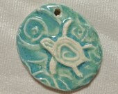 Under Water Sea Turtle Ceramic Tropical Pendant Hand Carved