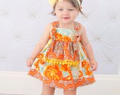 Apron Knot Dress, Vintage Rose  6M-4T, 5,6,7 Girls Boutique Clothing, Floral,  Birthday, Special Occasion, Party, Photography, Easter