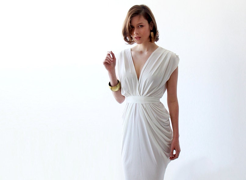Ivory Evening Maxi Dress , Wedding Dress , Bridesmaid Dress
