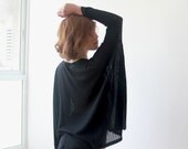 Crochet Knit shirt , Back , Oversized Women Top