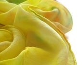 Hand Dyed Silk Scarf, Yellow, Green and Orange, Chiffon