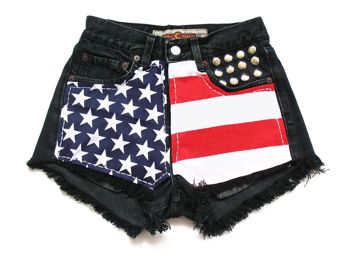 Black american flag shorts XXS