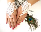 Bridal Gloves, Wedding Gloves, Ivory Lace gloves, Fingerless Gloves, Ivory wedding, cuffs, wedding cuffs, bride, bridal gloves, Bridal cuffs
