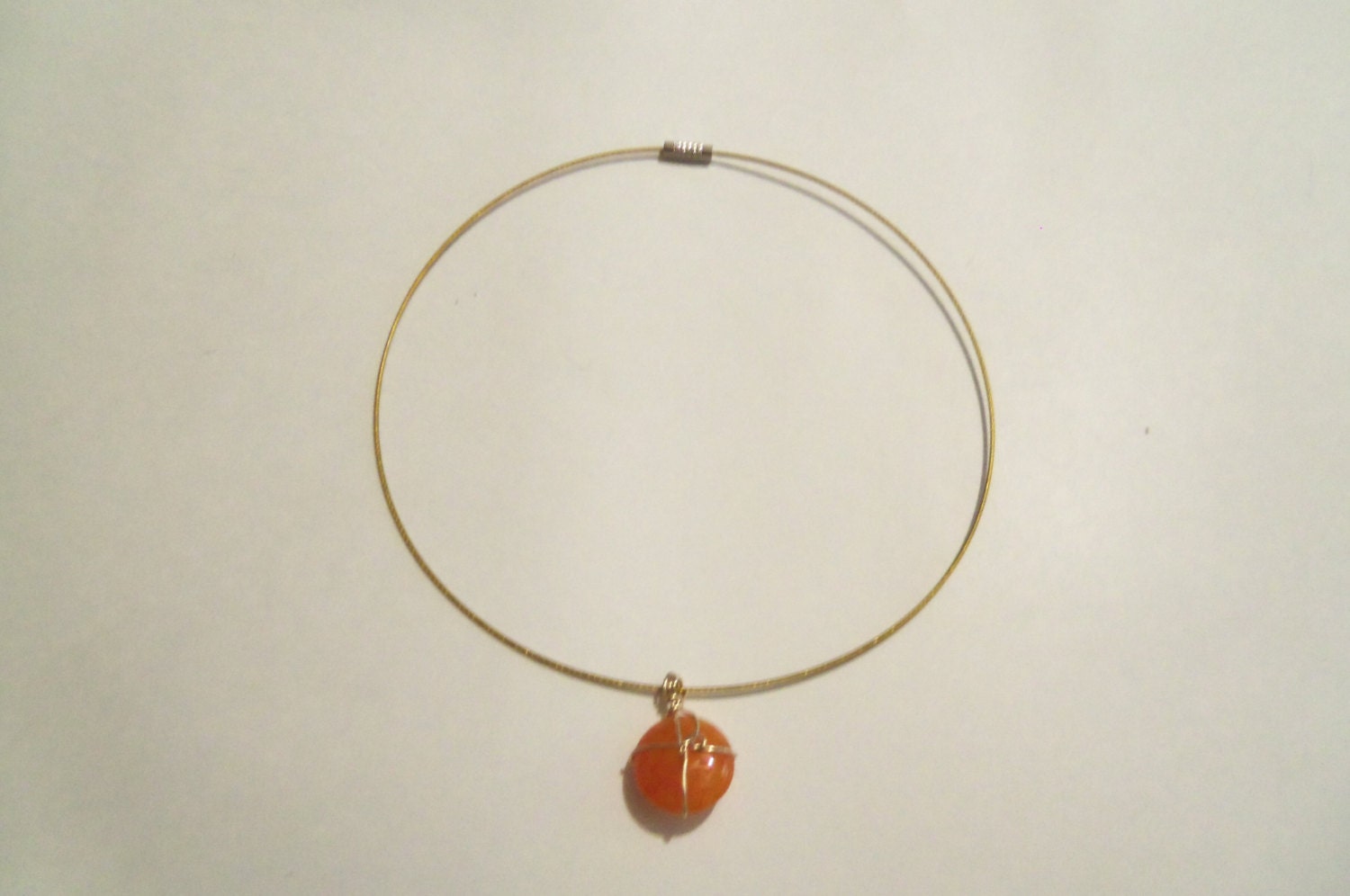 Natural orange jade gemstone wire wrapped choker