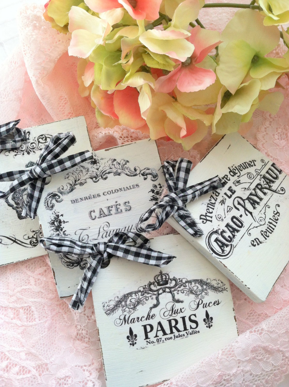 French Inspired Distressed Wood Hanging Decor/Farmhouse/Cottage Style/Shabby Chic Decor/Repurposed