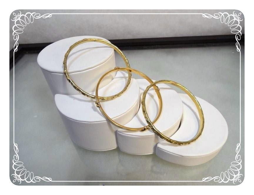 Three Vintage Bangle Bracelets - Two Gold Tone & 1 White Monet Enamel   1303a-120312000