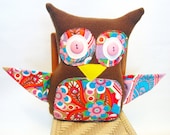 Psychadelic Owl Plush. Toy or Decorative Pillow for couch or bed. Unique Gift Idea