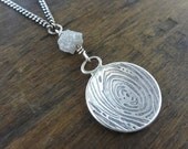 woodgrain - rough diamond bead - time piece - "Befriend Us, Time" necklace - sterling silver - adjustable chain