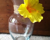 Large Wrapped Glass Vase with Yellow Flower Accent