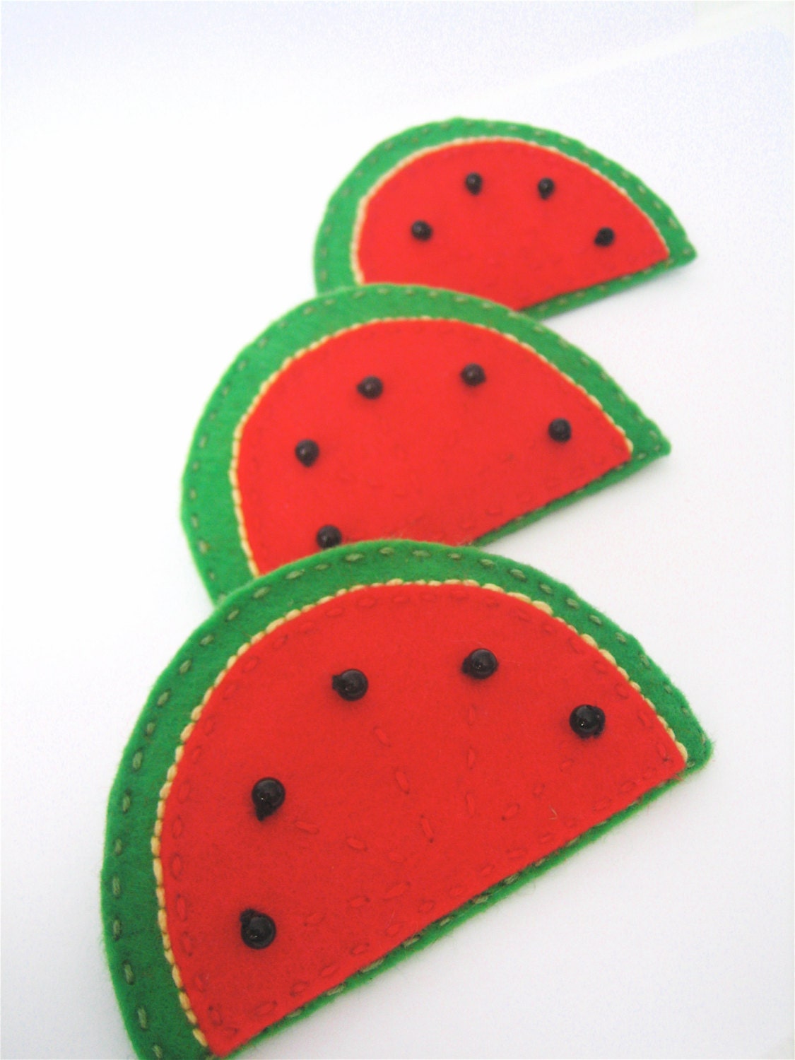 Watermelon - Hand Embroiered Felt Applique Brooch