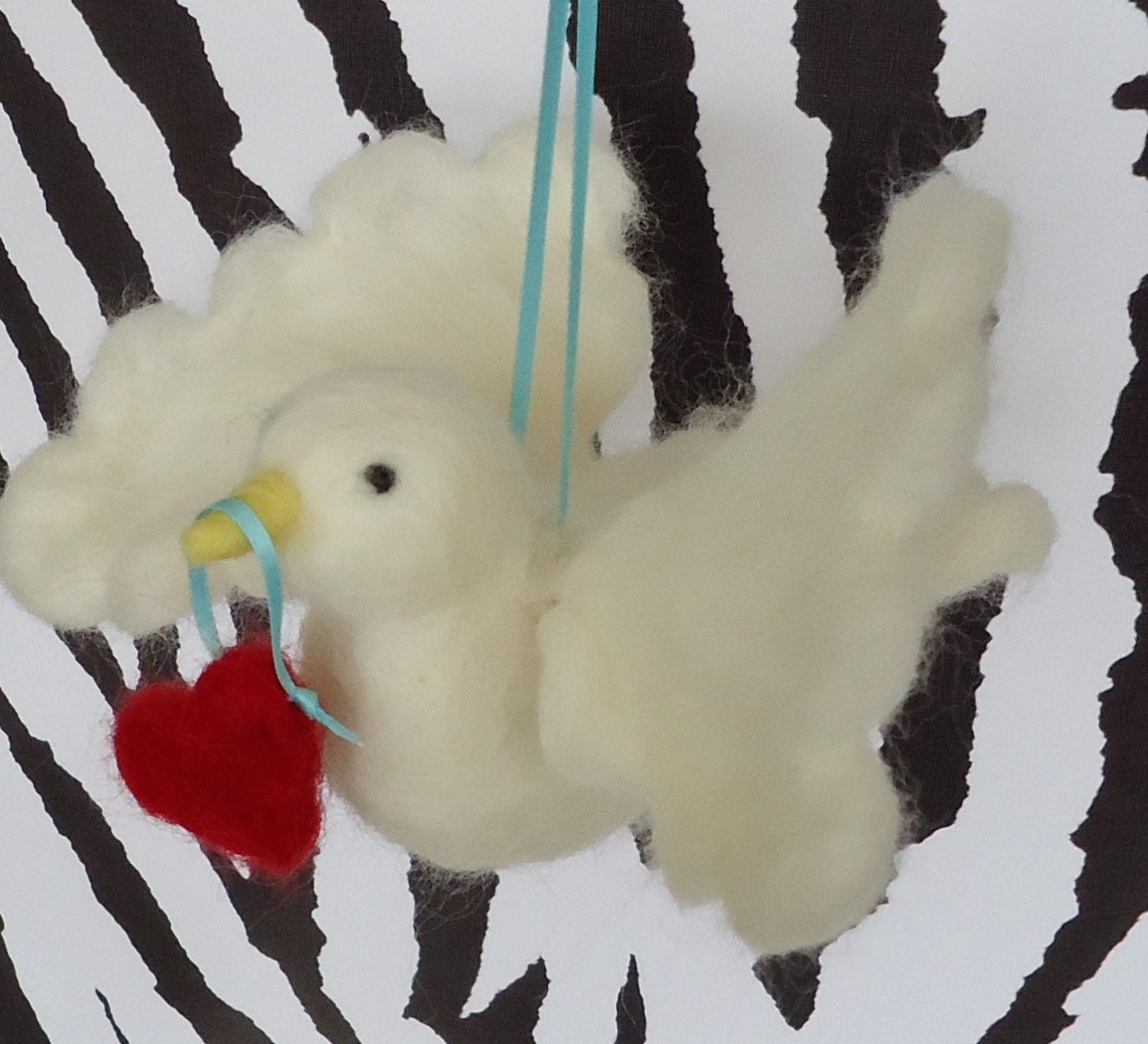 Love Dove Needle Felted Bird Ornament