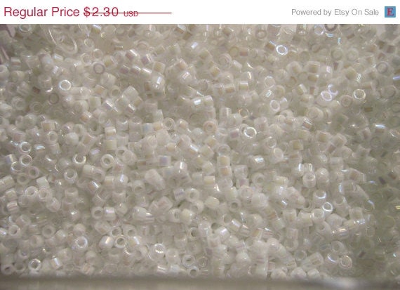25% OFF Miyuki Delica Beads, Size 11/0, Opaque Rainbow Pearl, DB-0202 - 5 grams